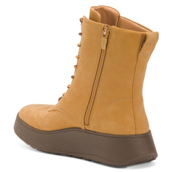 NEW FITFLOP Nubuck Leather F Mode Lace Up Flatform Ankle Boots tan for women mn - Picture 7 of 7